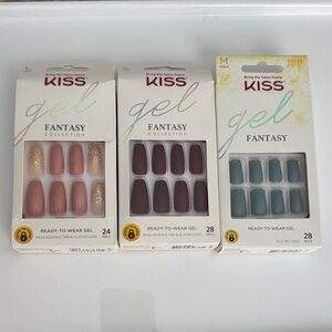 Kiss Gel Fantasy Ready-to-Wear Nail Sets - Pink, Mauve & Teal